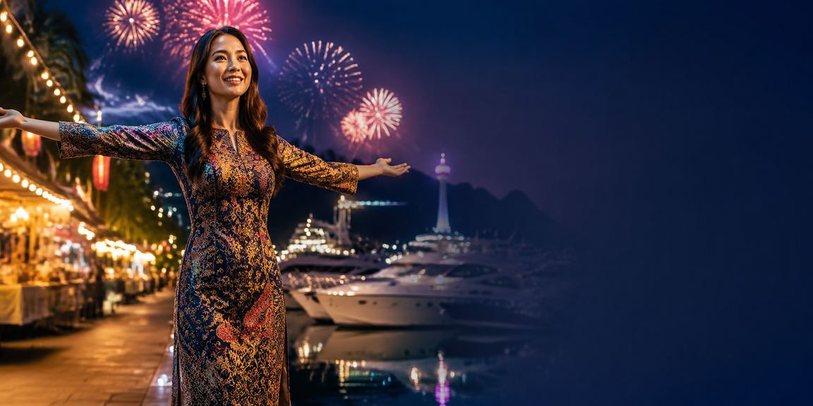 Pengguna di Langkawi membuat deposit pertama melalui platform 44300 dalam pakaian batik tradisional
